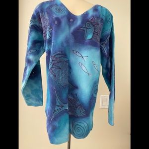Handpainted Cotton Sweater M (one of a kind)